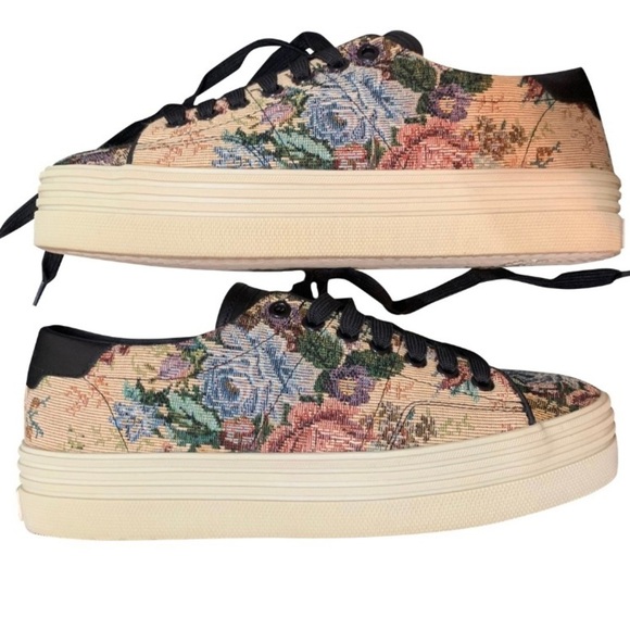 Saint Laurent Tapestry Platform Sneakers - Picture 4 of 7